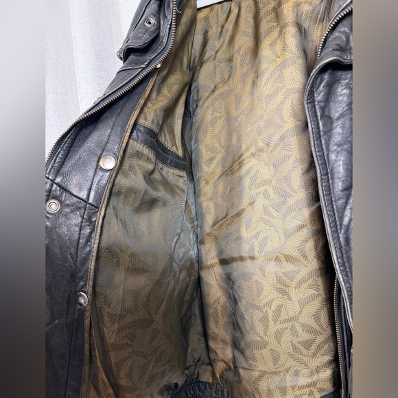 Pelle Studio Men’s Large Black Genuine Leather Bomber Jacket Vintage size L - Picture 5 of 9